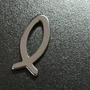 Hematite Christian Fish Pendant